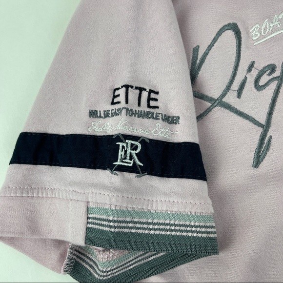 Ettes Yachting Polo Womens Small Pink Blue Log Embroidered Snap Short Sleeve - Picture 5 of 9